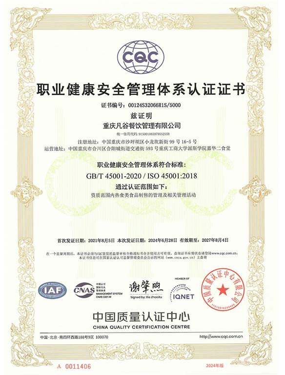ISO 45001 职业健康安全管理体系认证